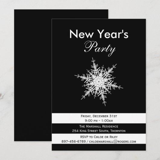 De Eve Party van Dramatic Black & White nodigt uit Kaart (Voorkant / Achterkant)