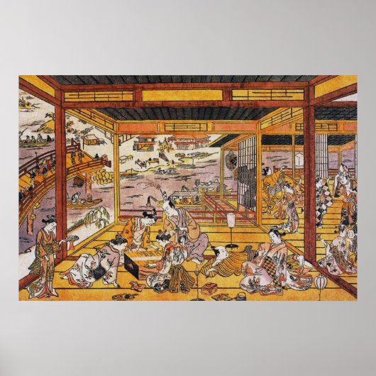 De Evening Cool van Ryōgoku Bridge Poster (Voorkant)