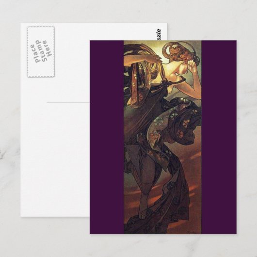 De "Evening Star"-Art Nouveau Briefkaart (Voorkant / Achterkant)