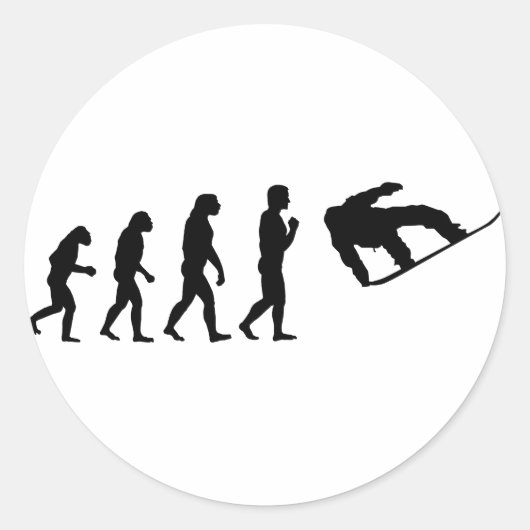 De evolutie snowboarden ronde sticker (Voorkant)