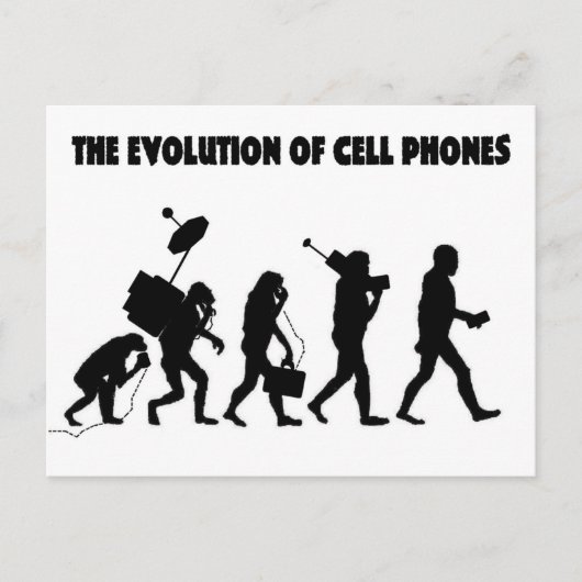 De evolutie van celtelefoons briefkaart (Voorkant)
