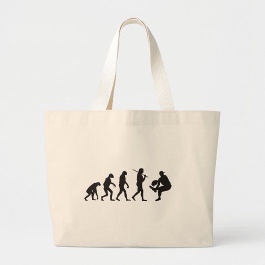 De evolutie van de honkbalpitcher grote tote bag (Voorkant)