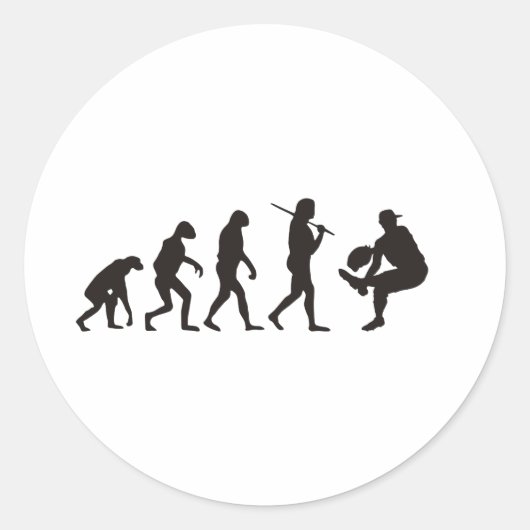 De evolutie van de honkbalpitcher ronde sticker (Voorkant)