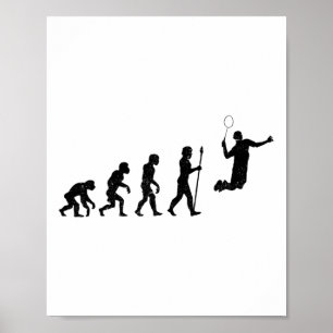 De evolutie van een badmintonspeler - grappig poster