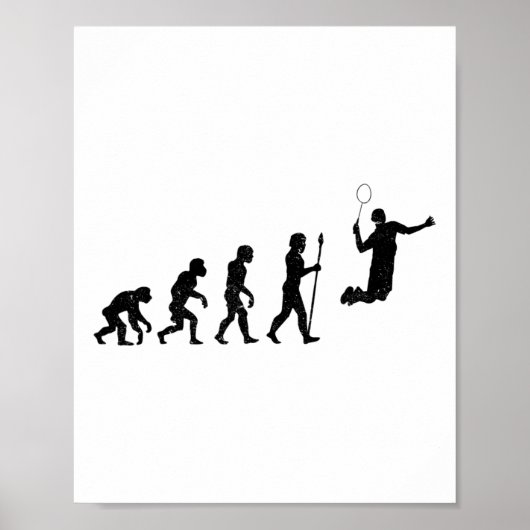De evolutie van een badmintonspeler - grappig poster (Voorkant)