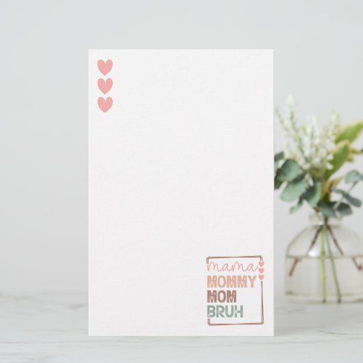 De evolutie van mama: van mama naar bruh briefpapier (Staand voorkant)