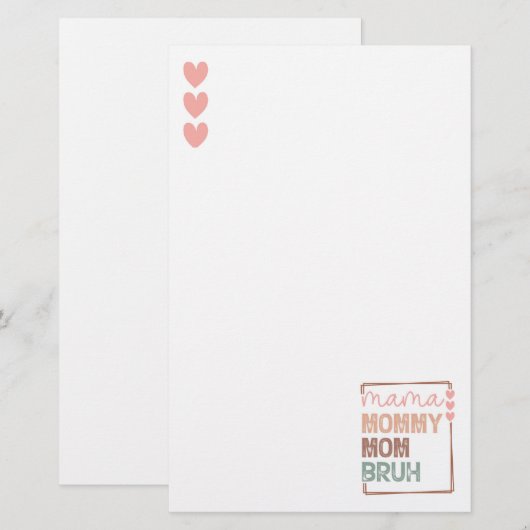 De evolutie van mama: van mama naar bruh briefpapier (Voorkant / Achterkant)