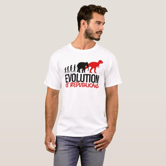 De evolutie van Republikeinen naar Dinosaurussen T-shirt (Voorkant volledig)