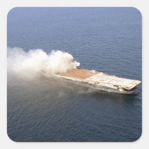 De ex-Oriskany, een buitenbedrijfgestelde vliegtui Vierkante Sticker