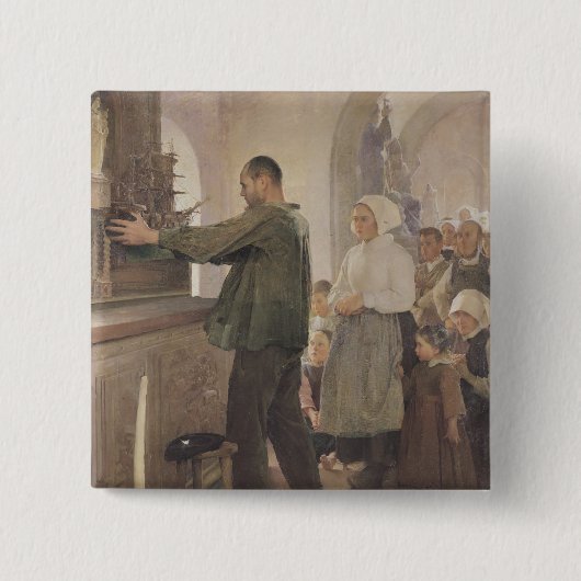 De Ex Voto, 1898 Vierkante Button 5,1 Cm (Voorkant)