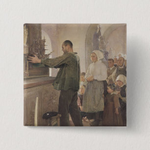 De Ex Voto, 1898 Vierkante Button 5,1 Cm