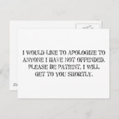 de excuses briefkaart (Voorkant / Achterkant)