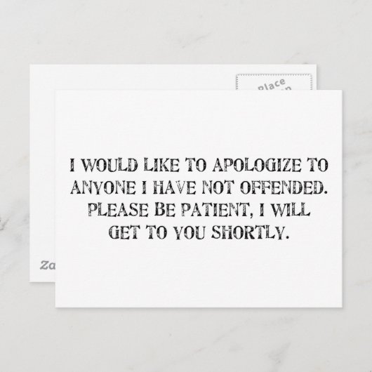 de excuses briefkaart (Voorkant / Achterkant)