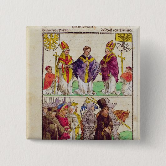 De executie van Jan Hus Vierkante Button 5,1 Cm (Voorkant)