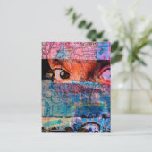 De Eyeballs abstracte junk journal Collage AI Briefkaart (Staand voorkant)