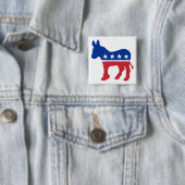 De Ezel van de democraat Vierkante Button 5,1 Cm (In situ)