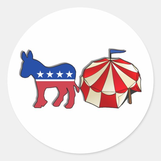 De Ezel van het Circus van de democraat Ronde Sticker (Voorkant)