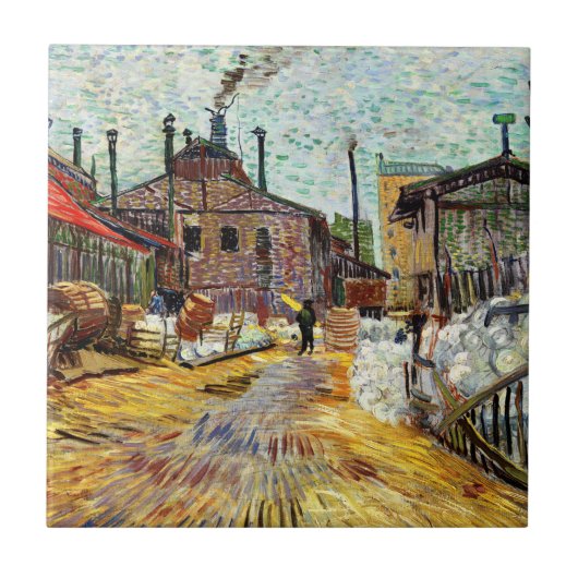 De fabriek (1887) van Vincent Van Gogh Tegeltje (Voorkant)