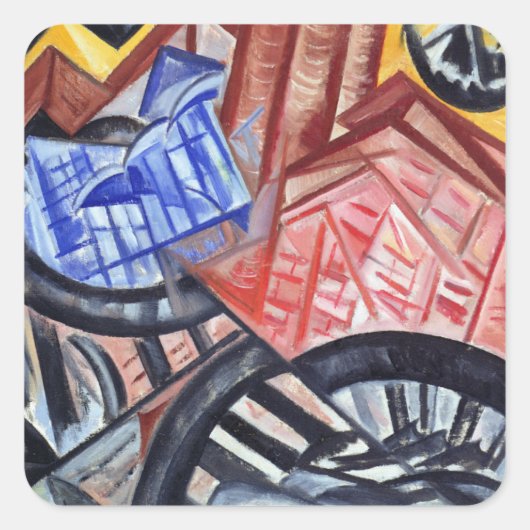 De fabriek en de brug vierkante sticker (Voorkant)