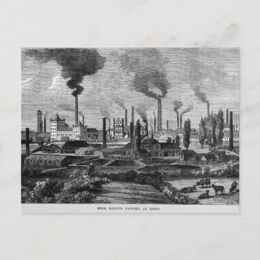 De Fabriek van Mr. Krupp's in Essen, Duitsland Briefkaart (Voorkant)