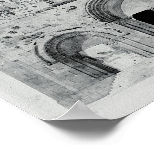 De façade van La Madeleine de Vezelay Poster (Hoek)