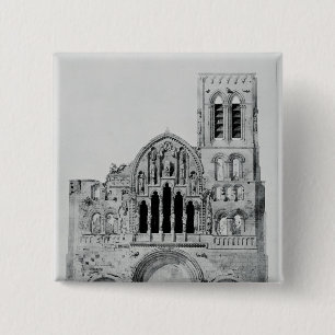 De façade van La Madeleine de Vezelay Vierkante Button 5,1 Cm