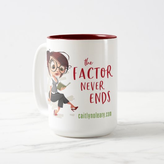 De factor eindigt nooit Mok (Voorkant links)