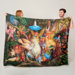 DE FAIRIES FAVORITE BIRD Enchanted Bossen Fleece Deken