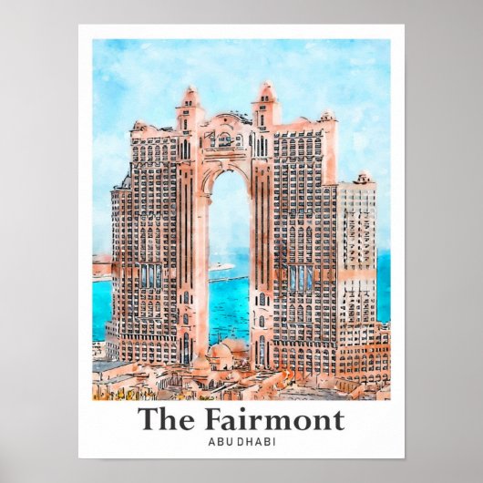 De Fairmont Abu Dhabi Waterverf Sketch Poster (Voorkant)