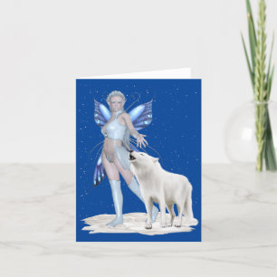 De Fairy en de witte wolf, kerstkaart Feestdagen Kaart