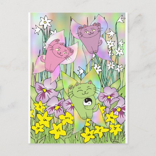 De Fairy Nekos van de lente Briefkaart (Voorkant)