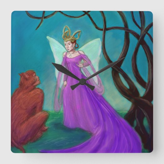 De Fairy Queen Vierkante Klok (Voorkant)