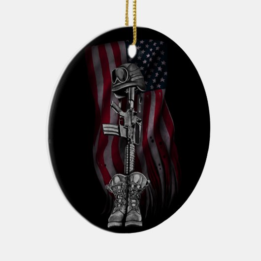 De Fallen Soldier-kerstversiering Keramisch Ornament (Rechts)