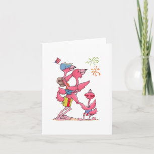 De Familie 4 Juli Notecard van de flamingo Kaart
