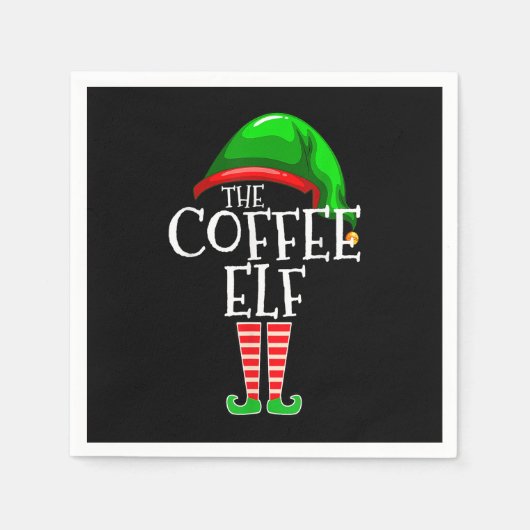 De familie Coffee Elf-Elf kerstfeest-Merry Christm Servet (Voorkant)