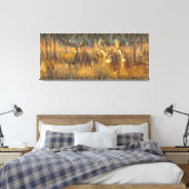 De familie Deer in de herfst van de ochtend Sun Canvas Afdruk (Insitu (Slaapkamer))