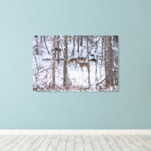 De familie Deer in sneeuw Canvas Afdruk (Insitu (Houten vloer))