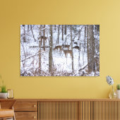 De familie Deer in sneeuw Canvas Afdruk (Insitu (Woonkamer))