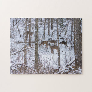 De familie Deer in sneeuw Legpuzzel