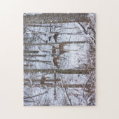 De familie Deer in sneeuw Legpuzzel (Verticaal)