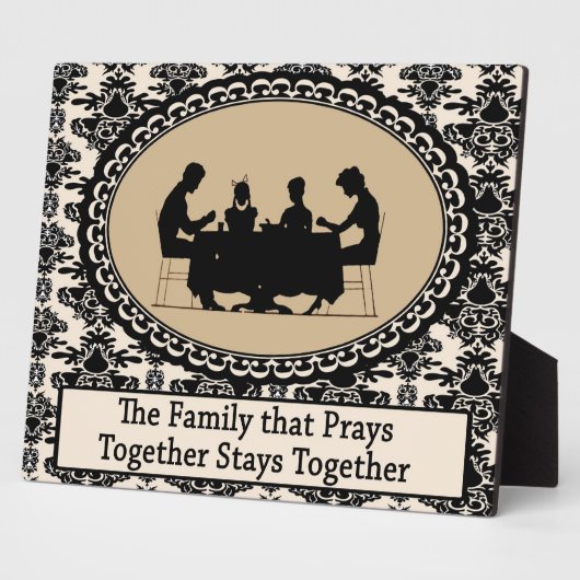 De familie die samen aangepaste plaque bedelt fotoplaat (Zijkant)