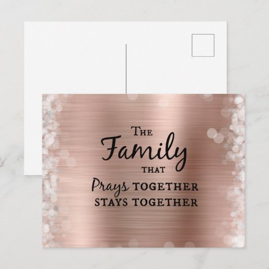 De familie die samen bidt, blijft bij elkaar briefkaart (Voorkant / Achterkant)