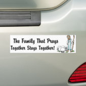 De familie die samen bidt blijft bij elkaar bumpersticker (Op auto)