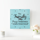 De familie die samen bidt, blijft bij elkaar vierkante klok (Huis)