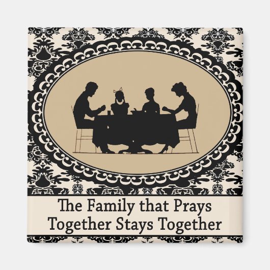 De familie die samen bidt magneet (Voorkant)