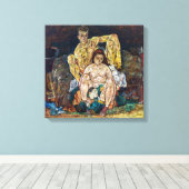 De familie | Egon Schiele | Canvas Afdruk (Insitu (Houten vloer))