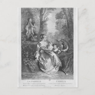 De familie, gegraveerd door Pierre Aveline Briefkaart