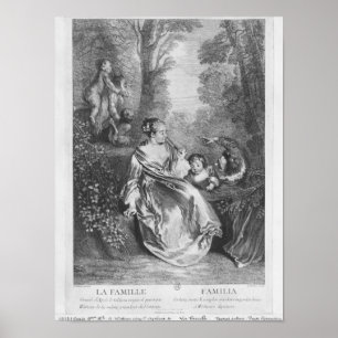 De familie, gegraveerd door Pierre Aveline Poster