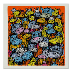 De familie Hippo Perfect Poster