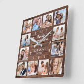 De familie is alles citeert Foto Collage Rustic Vierkante Klok (Hoek)